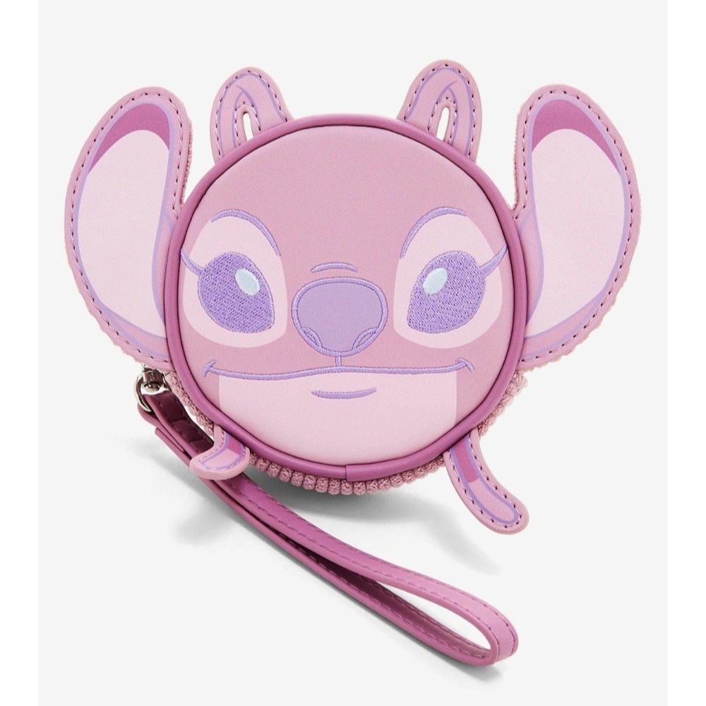 NEW! Loungefly Disney Lilo & Stitch Figural Angel Corduroy‎ Coin Bag Wristlet